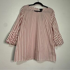 Worthington Red and White Striped Blouse w/. Sz XL. NWT.